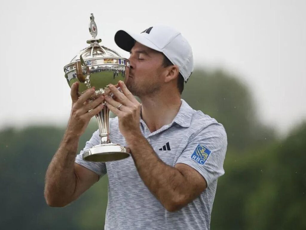 Golfer Adam Hadwin gets DEMOLISHED by security team while trying to celebrate Nick Taylor's RBC Canadian Open victory