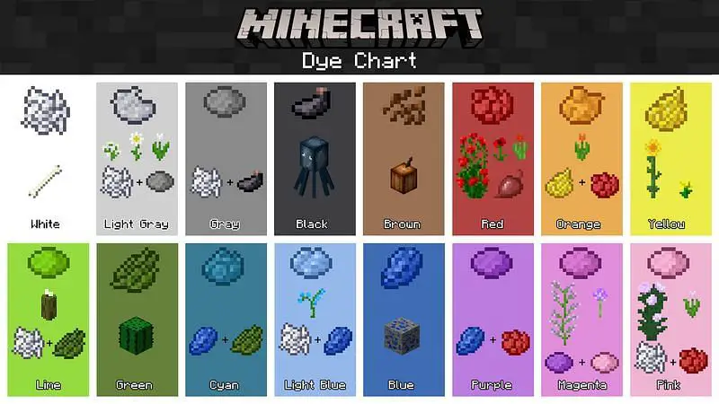 minecraft dye color