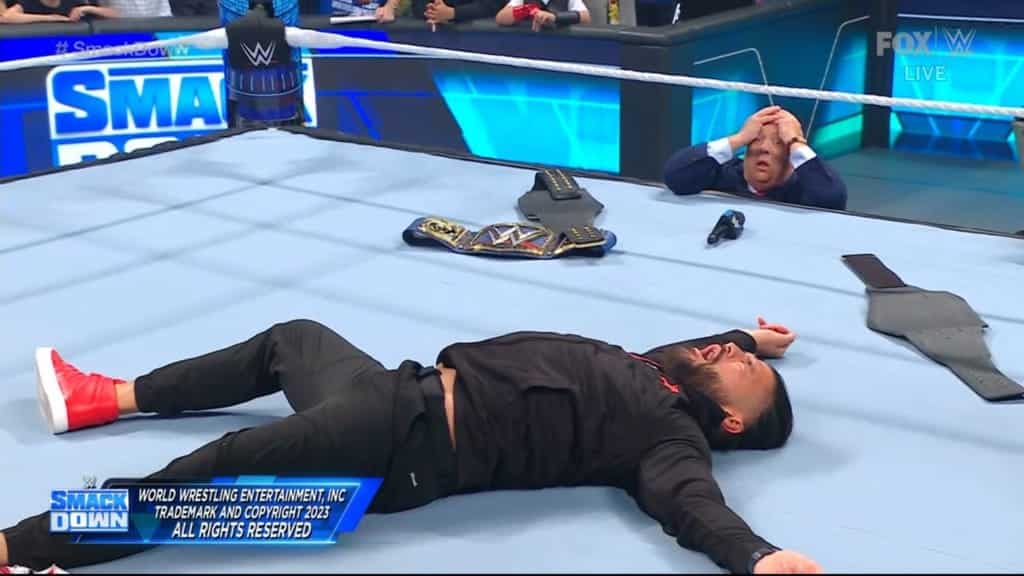 What happened after Jey Uso super-kicked Roman Reigns and SmackDown went off air?