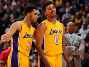 D'Angelo Russell and Nick Young (Credits: Juan Ocampo/Getty Images)