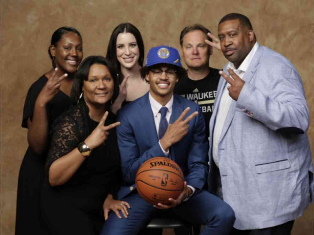 Jordan Poole's family during his draft night photo shoot