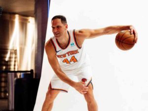 Bojan Bogdanovic during a photoshoot for the New York Knicks