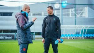 Pep Guardiola with Boston Celtic's coach Joe Mazzulla (Via Manchester City FC)