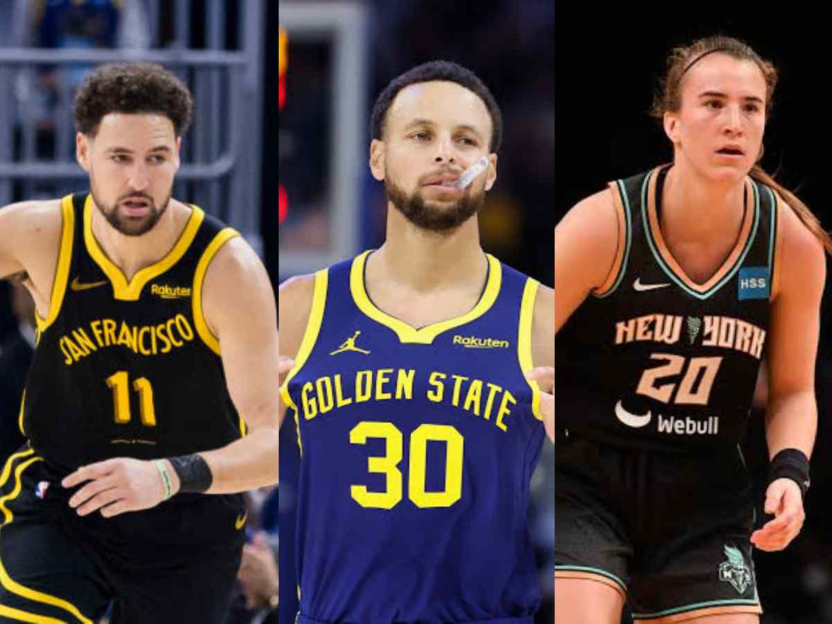 Klay Thompson, Steph Curry and Sabrina Ionescu