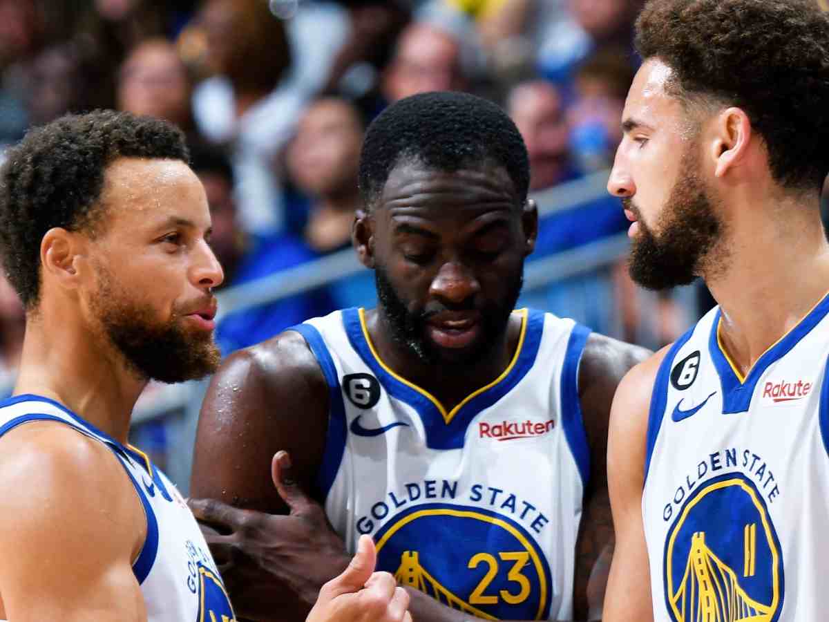 Warriors Steph Curry, Draymond Green and Klay Thompson