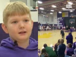 WATCH: “More exciting than All-Star game” – 7th grader wins WHOPPING $10,000 after making 4-straight shots at high school basketball contest