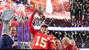 Patrick Mahomes after the Super Bowl LVIII win