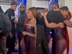 Kevin Durant and Yung Miami's hug goes viral (Image via Rap Alert/X)