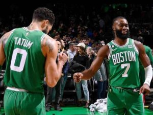 Jayson Tatum and Jaylen Brown for the Boston Celtics.