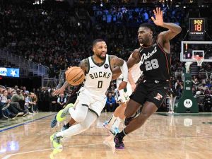 Damian Lillard in action for the Milwaukee Bucks (Via Sports Illustrated)