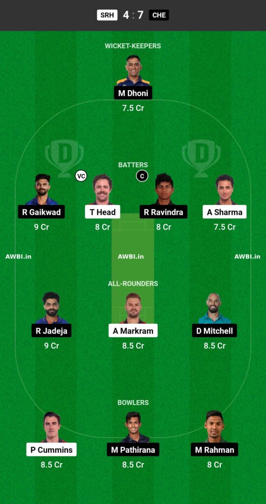 SRH vs CSK Dream11 Prediction Team 2