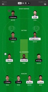 KKR vs RR Dream11 Prediction Team 1