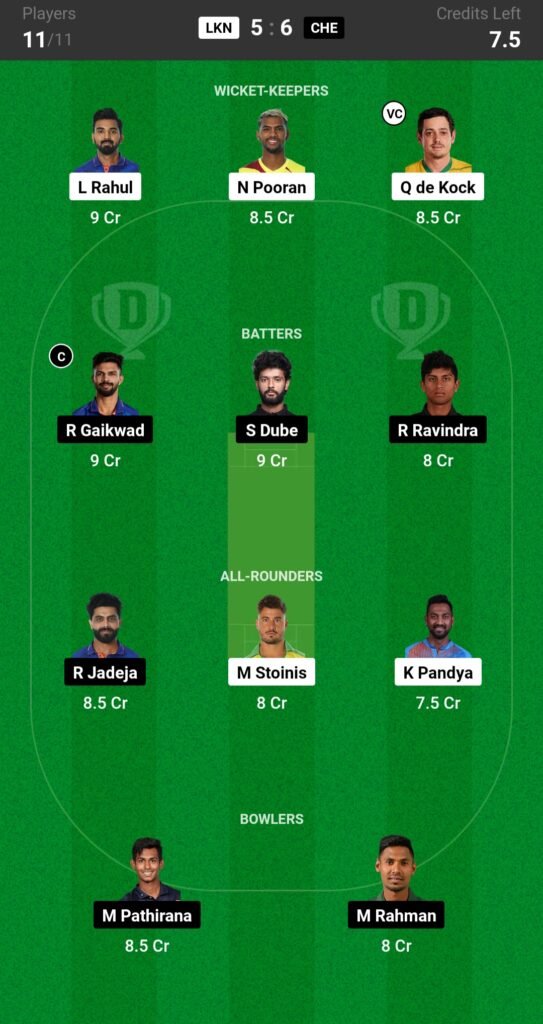 LSG vs CSK Dream11 Prediction Team 2