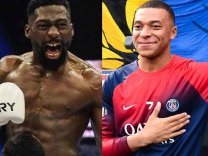 Kylian Mbappe reacts to Cedric Doumbe 