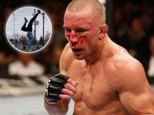 Georges St-Pierre does a handstand