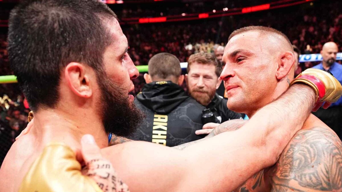 Dustin Poirier reacts to his loss against Islam Makhachev