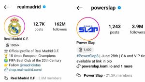 Instagram comparsion between PowerSlap and Real Madrid