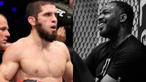 Jon Jones mocks Islam Makhachev after the win at UFC 302