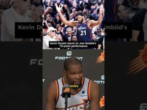 Kevin Durant reacts to Joel Embiid's 70-point performance! #kevindurant #nba #joelembiid #ytshorts