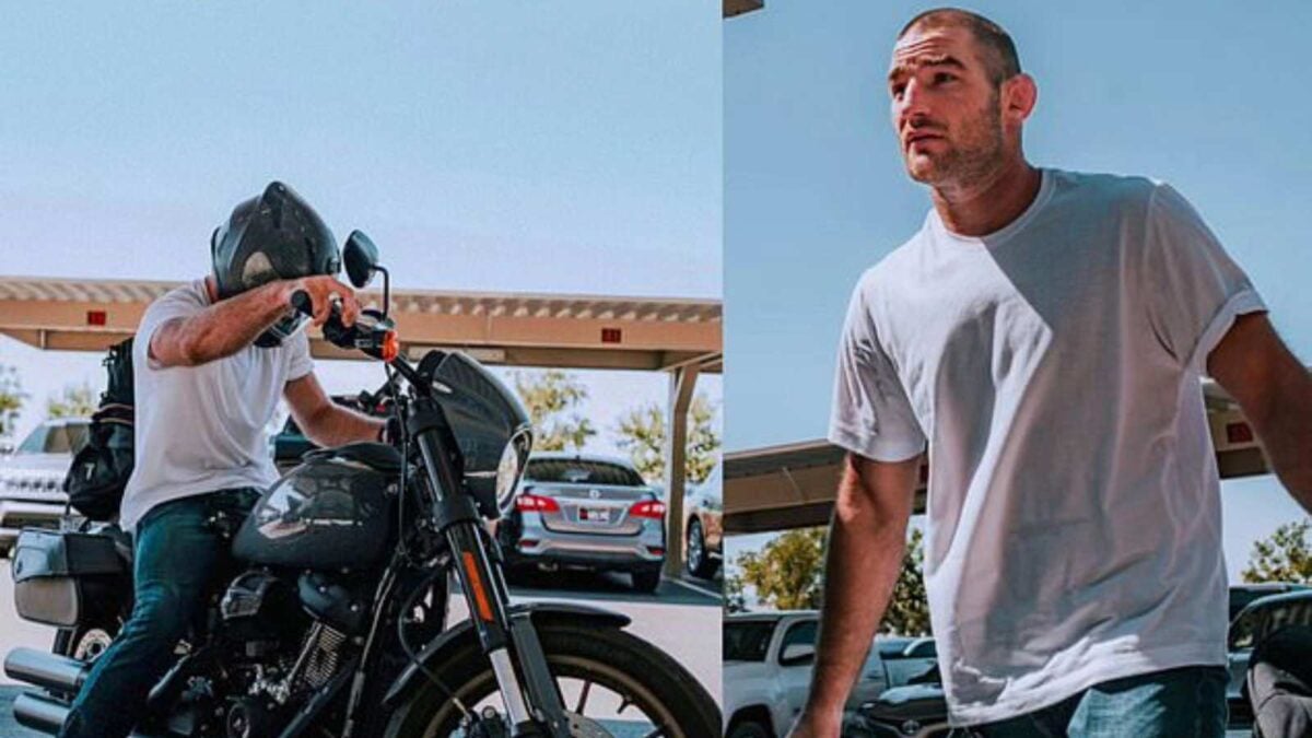 Sean Strickland with his bike