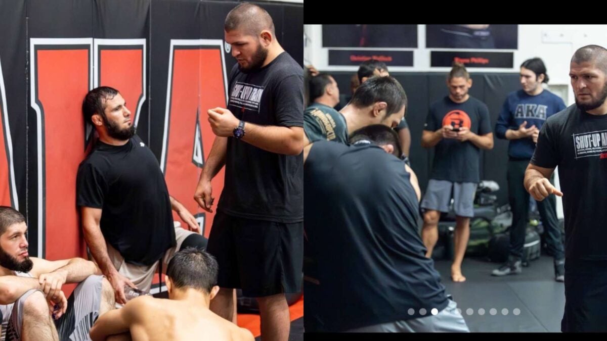 Khabib Nurmagomedov coaching at AKA gym 