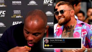 Conor McGregor reacts to Daniel Cormier eating on live UFC commentary