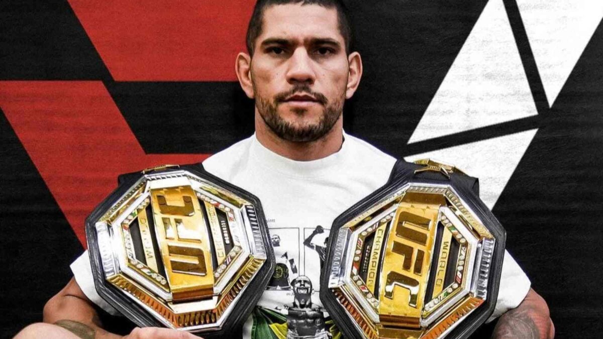 Alex Pereira with his UFC belts