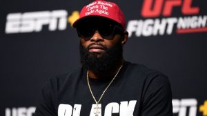 Tyron Woodley raising awareness for “Black Lives Matter“ at a UFC presser