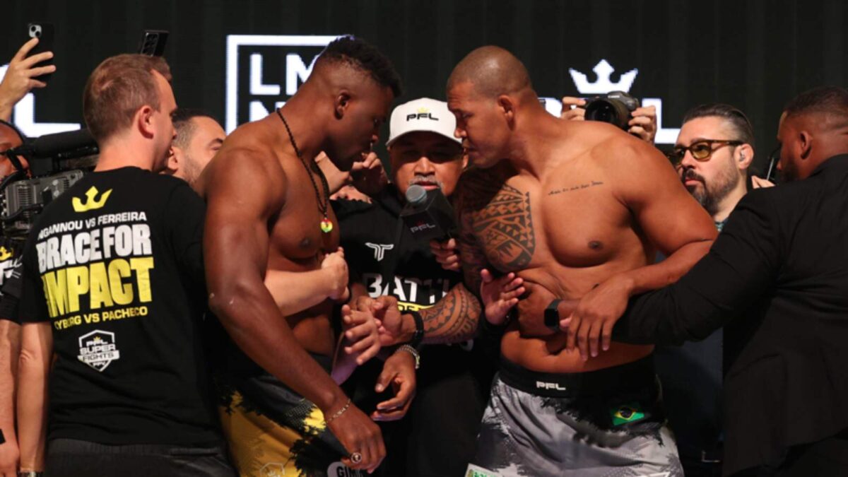 Francis Ngannou and Renan Ferreira face-off