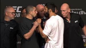 Khamzat Chimaev and Robert Whittaker face off