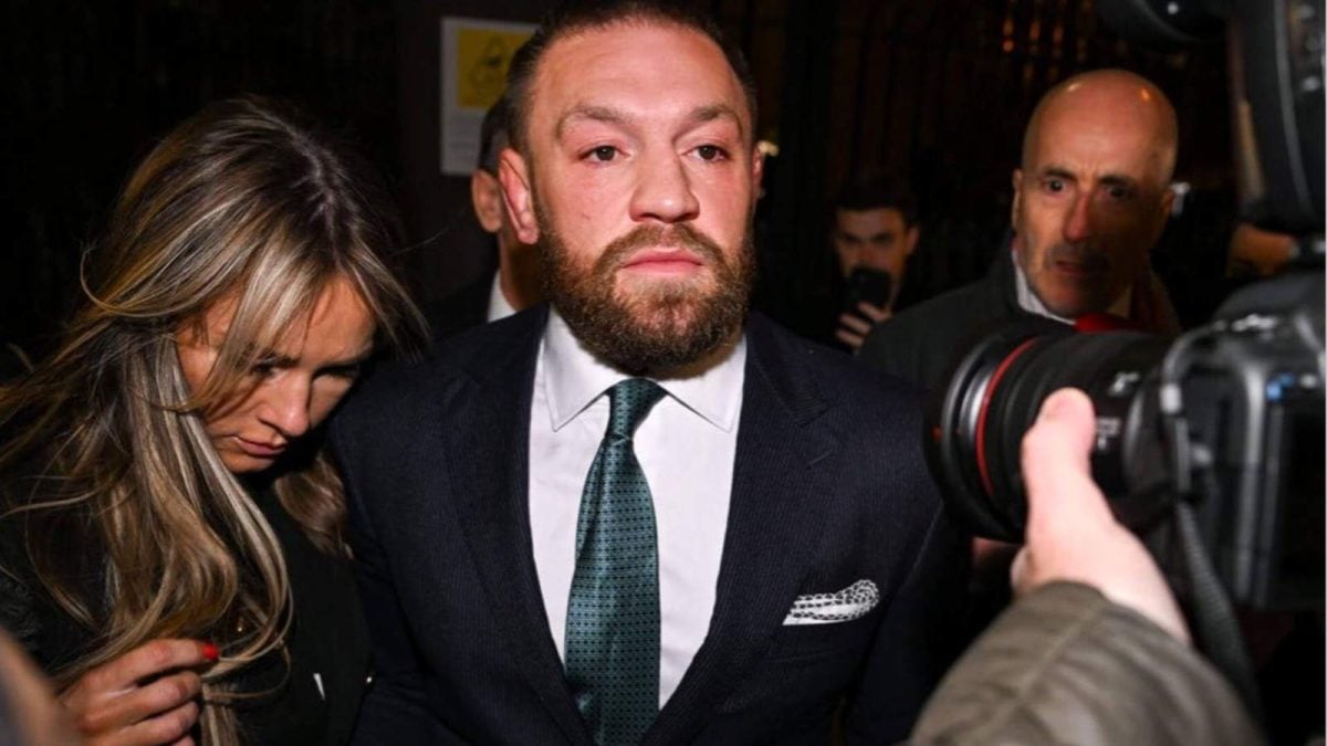 Conor McGregor and his fiance, Dee Devlin, after the sexual assault case verdict