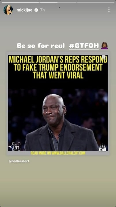 Jasmine Jordan slammed posts showing a fake endorsement from her father Michael Jordan to Donald Trump