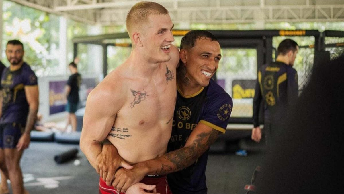 Ian Garry and Charles Oliveira at the gym